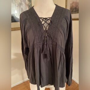 Lucky Brand like new boho peasant top size L